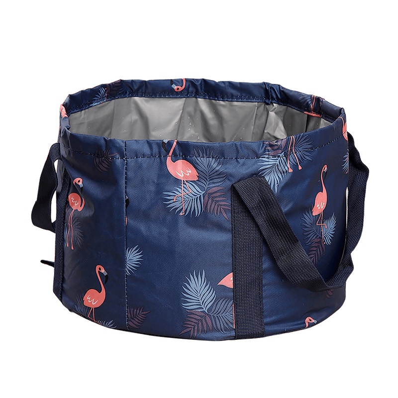 欧润哲 泡脚袋 便携式可折叠户外旅行足浴桶泡脚袋泡脚盆水桶 中号 火烈鸟款