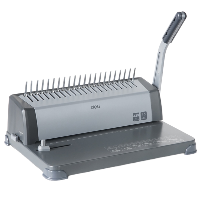 得力(deli) 3872 夹条胶圈装订机 梳式文件打孔器 21孔打孔机合同装订