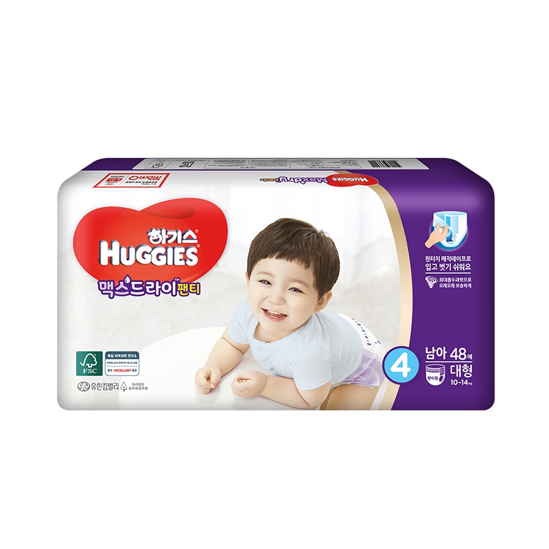好奇(Huggies)超干爽成长裤 大号成长裤纸尿裤 L48片 (9-14kg) 男宝 韩国原装进口