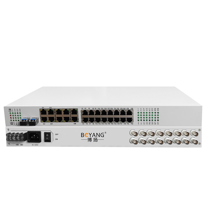 博扬 综合业务电话光端机 8E1+32路电话+4路千兆物理隔离网 单纤20km LC 机架式 1对价