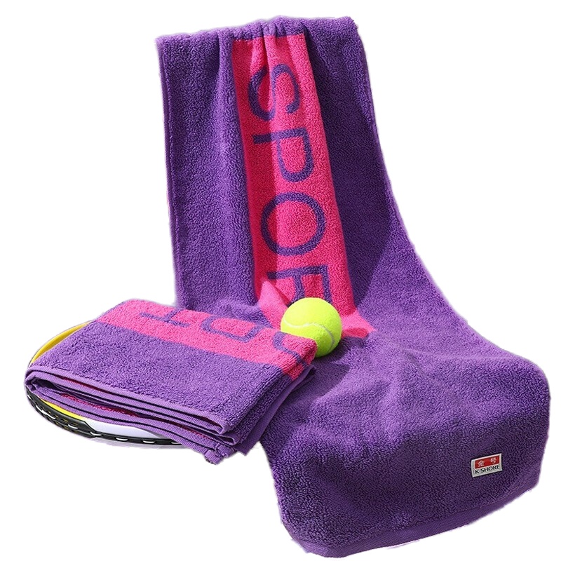 金号毛巾家纺纯棉吸水运动巾 加大加厚款洗脸巾单条装紫色100 34cm