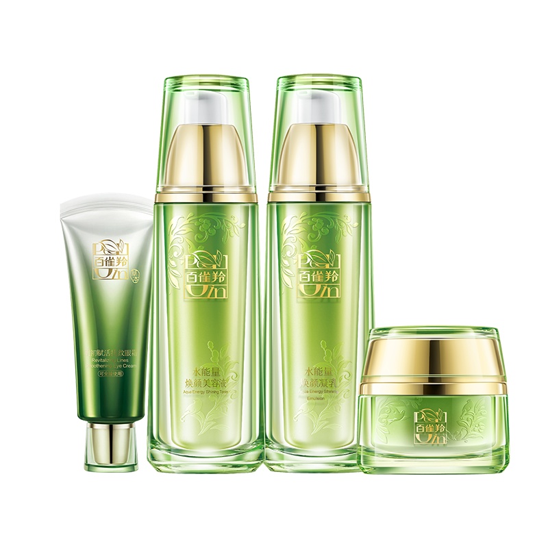 百雀羚 水能量焕耀套装(美容液+凝乳+霜+眼霜)保湿补水护肤套装