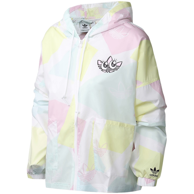 adidas阿迪达斯三叶草女装运动服休闲连帽防风衣外套GK3680