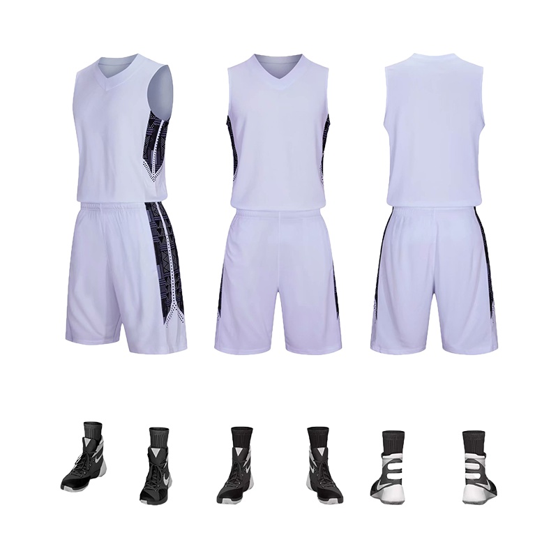 五动篮球服套装双侧口袋男女通用球衣学生训练比赛球服V领1883可印字号