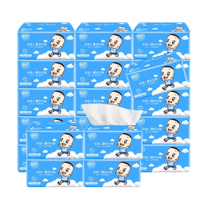 双灯 大头的家系列200抽(2层)抽纸面巾纸 20包整箱