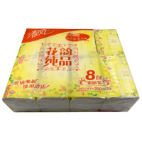 清风200抽小花韵双层花韵纸巾抽纸餐巾纸面巾纸48包整箱