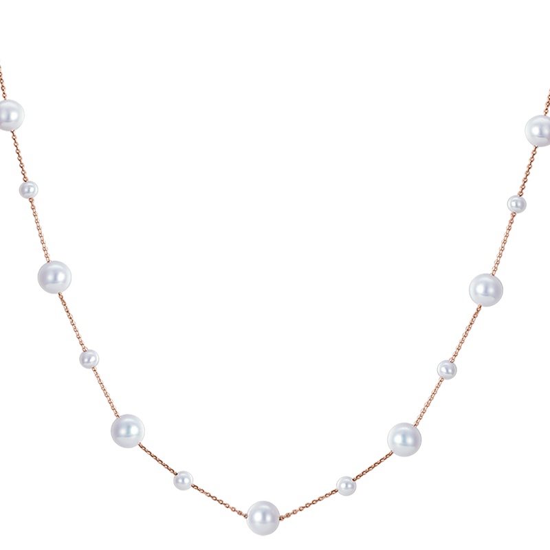 金一18K金淡水珍珠正圆无暇满天星女士珍珠项链 (定价)CIC007 白色