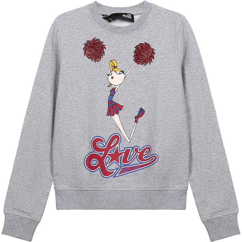 LOVE MOSCHINO 爱 莫斯奇诺 女士 印花图案棉质圆领长袖卫衣运动衫 W6302 09 E2004