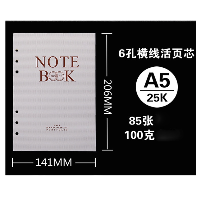 萃姿尔(TRESOR)A5活页记事本替芯6孔记事本通用内芯单本装
