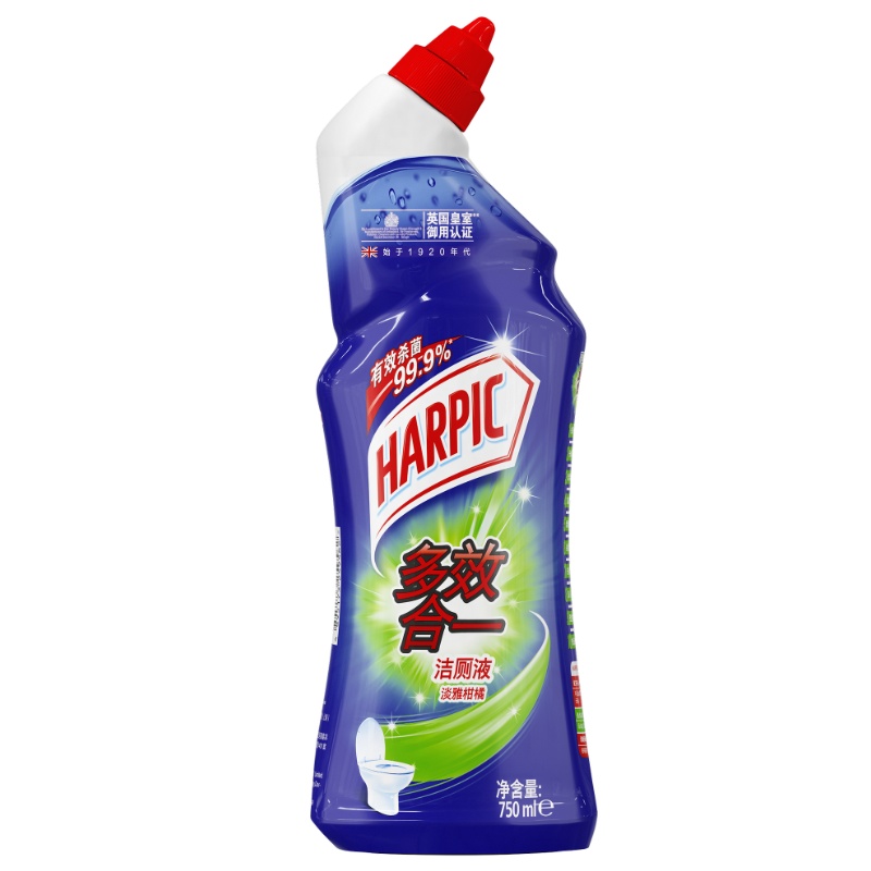 HARPIC多效合一洁厕液淡雅柑橘750ml百年洁厕品牌 洁厕液洁厕剂马桶清洁剂洁厕灵洁厕宝洁厕神器去异味去渍