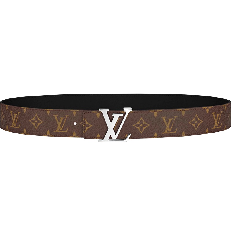 海外直邮LV路易威登男士腰带黑棕牛皮老花双面平滑扣40毫米宽版皮带M9821S