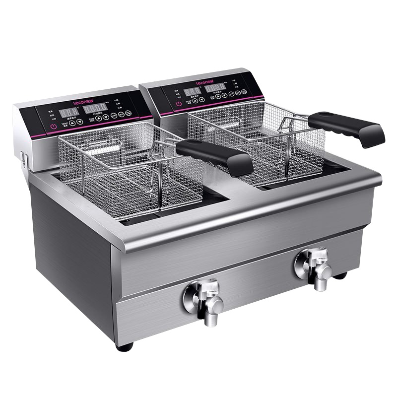 乐创(lecon)电炸炉EF-162V商用油炸锅 小吃炸串机炸薯条机炸油条机(34L双缸智能款) 9600w大功率
