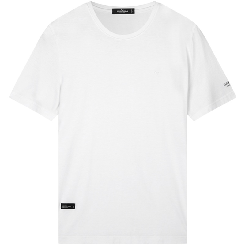 柒牌SEVEN男装弹力透气印花夏季圆领休闲纯色短袖T恤