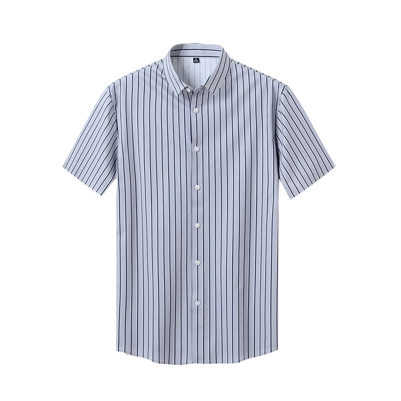 鸭鸭(yaya)时尚休闲舒适衬衫修身条子短袖春夏装衬衫