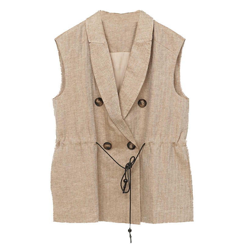 ENJOY'ME收腰抽绳马甲20女装春季新品V字翻驳领两粒扣