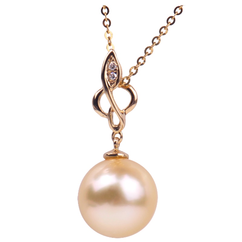 梦克拉 Mkela 18K金钻石珍珠创意吊坠 强光正圆海水珍珠吊坠 镶钻珍珠吊坠 灵蛇之珠 吊坠 珍珠 送恋人