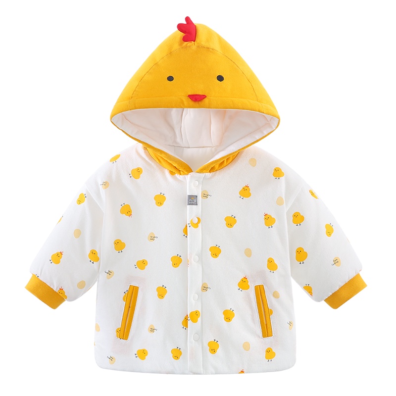 Aengbay婴儿连帽外套冬季加厚棉服宝宝保暖上衣超洋气棉衣