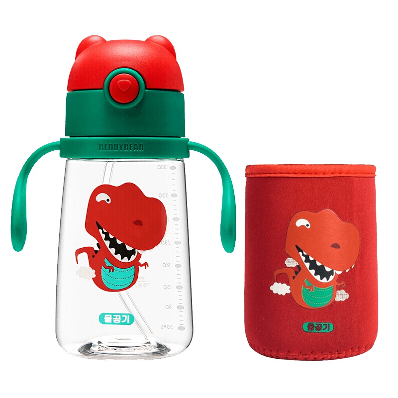 免费这款恐龙学饮杯杯具熊儿童水杯幼儿园宝宝防漏吸管杯 儿童防摔防呛学饮杯 鸭嘴杯BEDDYBEAR恐龙学饮杯