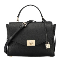 MICHAEL KORS 迈克·科尔斯 MK女包 CASSIE系列黑色皮质女士手提单肩斜挎包