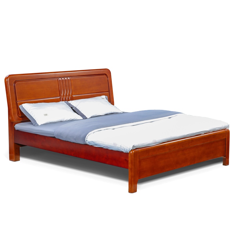 [红心家居]现代简约实木床1.8米双人床经济型床