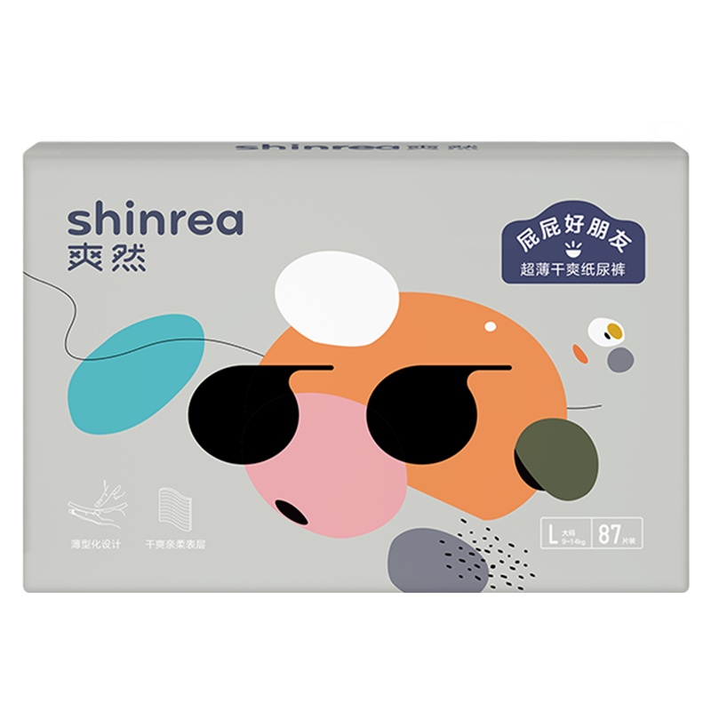 爽然(shinrea)屁屁好朋友超薄干爽纸尿裤/尿不湿 L87片 婴儿宝宝尿不湿