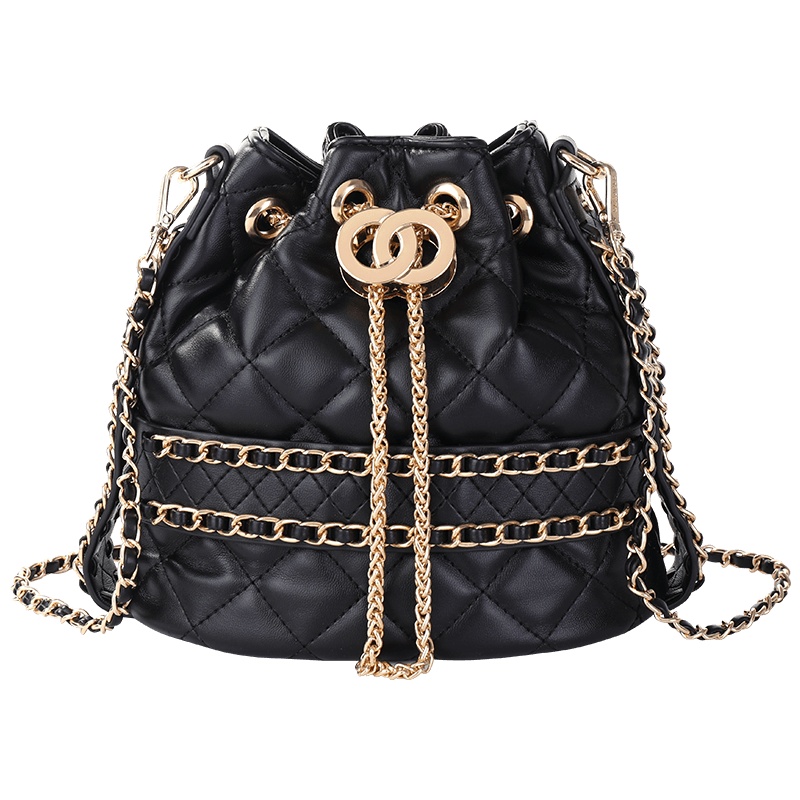 dubaolu/都宝路【新款小巧水桶包】新款时尚菱格链条女包单肩包斜挎包