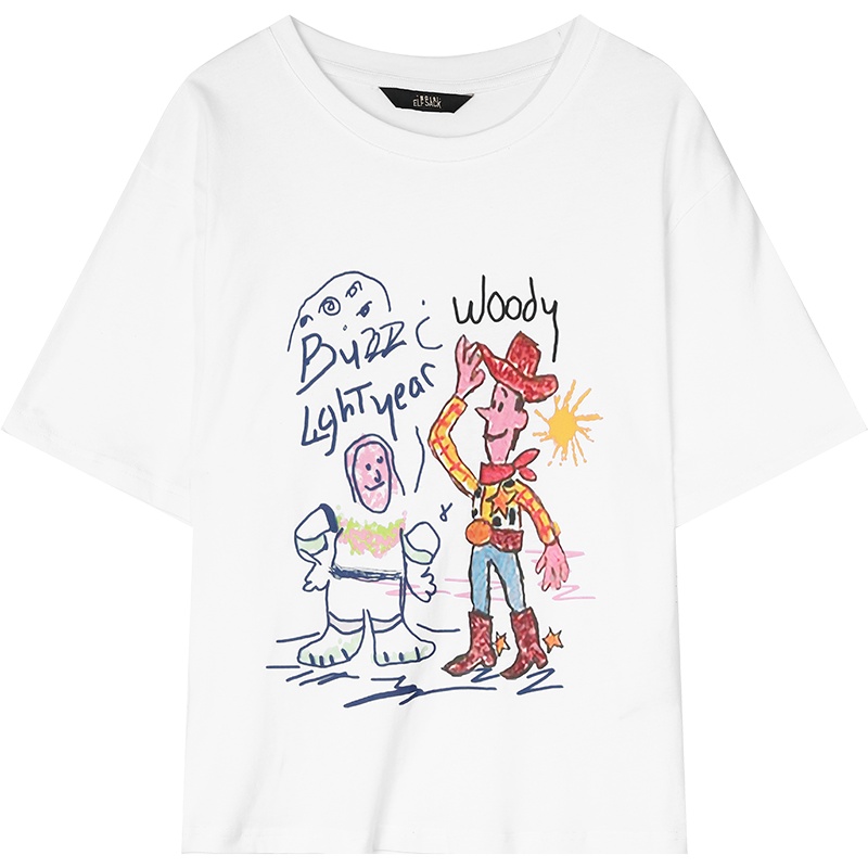 【新款】妖精的口袋卡通印花短袖T恤女2020夏季韩版宽松ins潮上衣