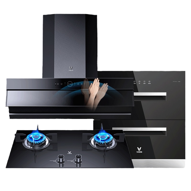 云米Flash烟灶消套装 21立方大吸力 4.2KW跨界抽吸油烟机燃气灶具套装VK703+VG203+ZTD100A-1