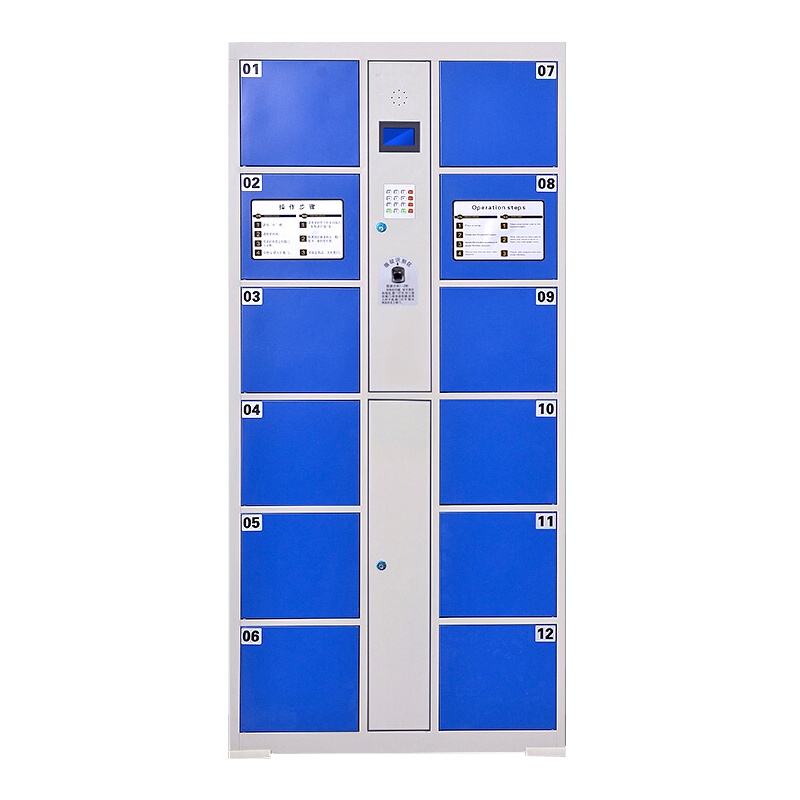 臻远工厂车间电子存包柜智能储物柜寄存柜刷卡条码自编投币型储物柜 12门指纹款