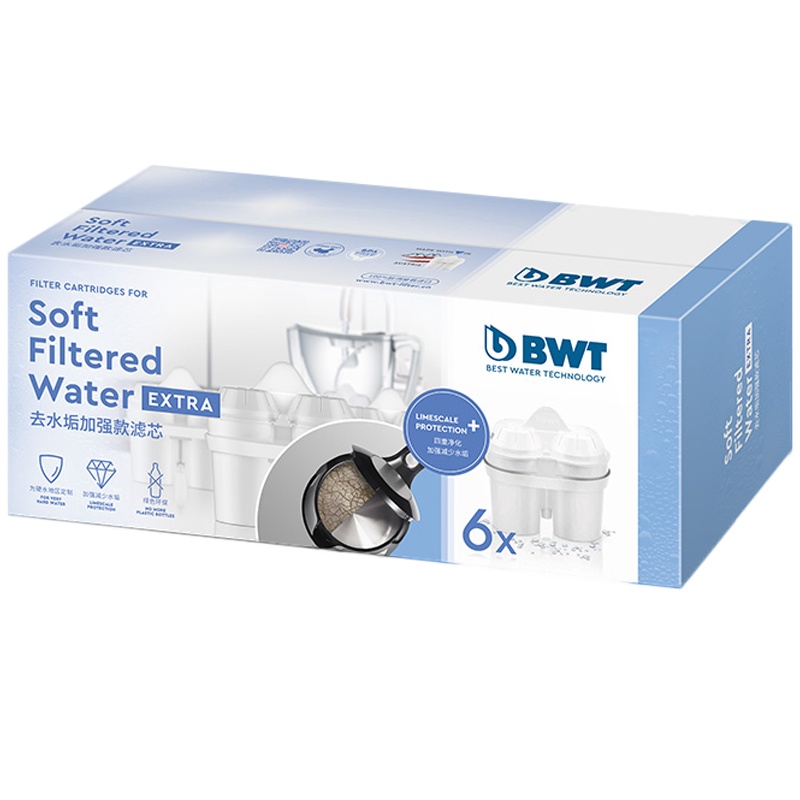 倍世(BWT)滤水壶滤芯第四代去水垢加强款滤芯6只装 家用净水壶滤芯 德国原装进口滤芯