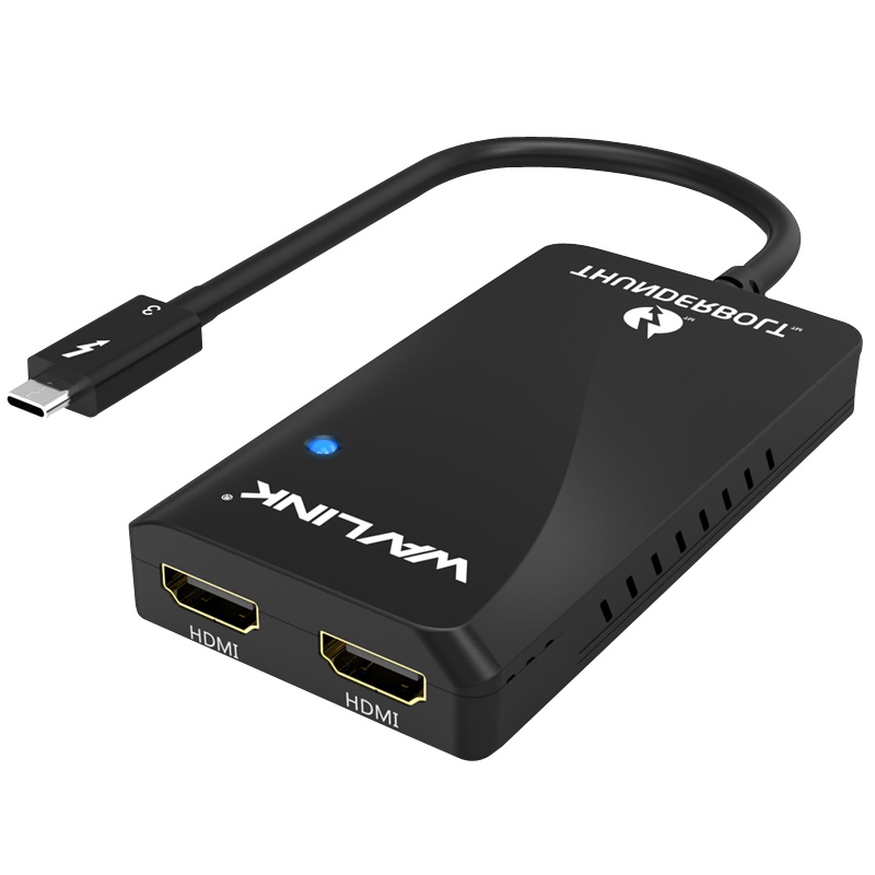 睿因(Wavlink)WL-UTA01H 雷电3转双HDMI多屏扩展器 4K高清扩展 thunderbolt3接口分屏器