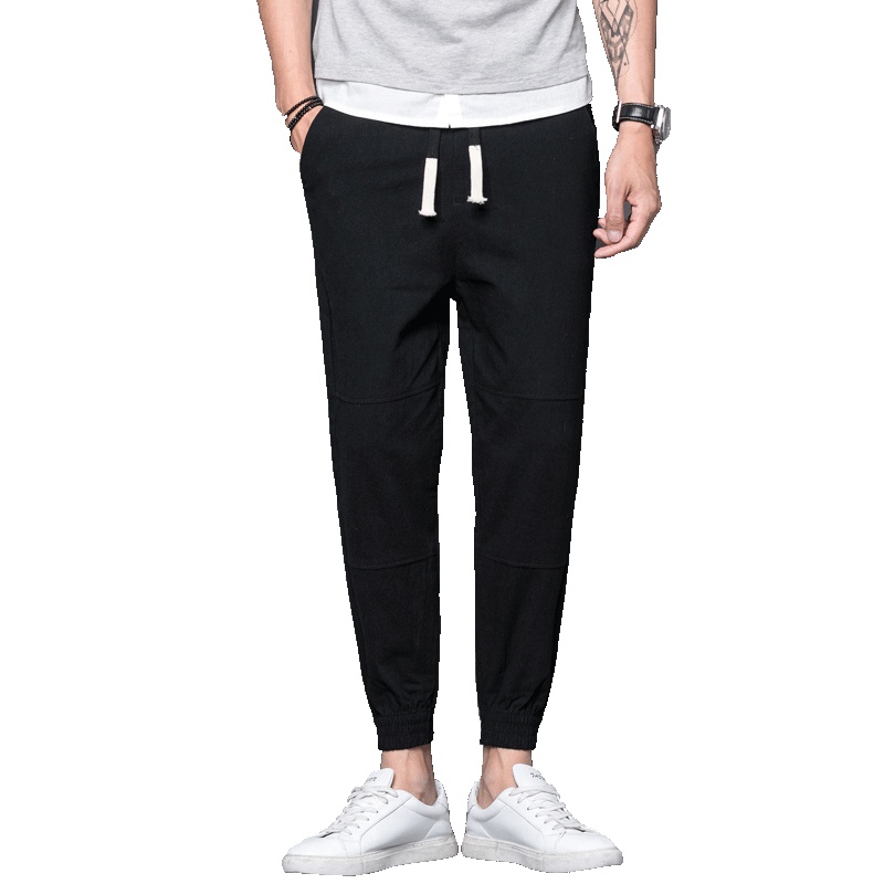 青年薄款时尚百搭休闲裤男士中腰宽松修身九分裤运动裤卫裤