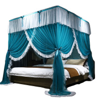 南极人(NanJiren) 宫廷落地蚊帐三开门1.8m床家用加粗1.5米床2.0加密加厚支架家用公主纹账