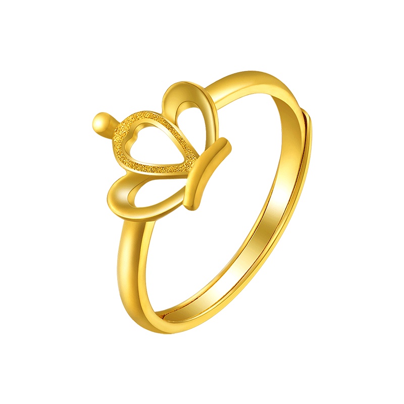 周大生黄金戒指女足金小皇冠女戒活口优雅指环正品纪念日礼物