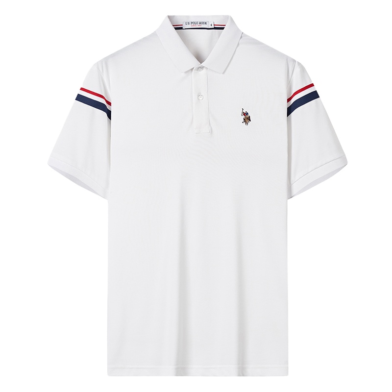 USPOLO ASSN 夏季新款男士polo衫短袖翻领时尚刺绣青年轻商务上衣