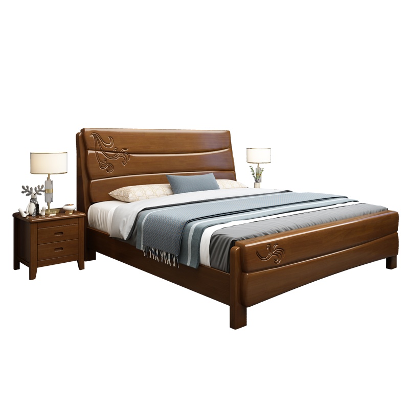 景山百岁 床 实木床 双人床 婚床 卧室床 1.5m床 木质床 高箱储物床 家具床 现代中式床 1.8米床 床架6003