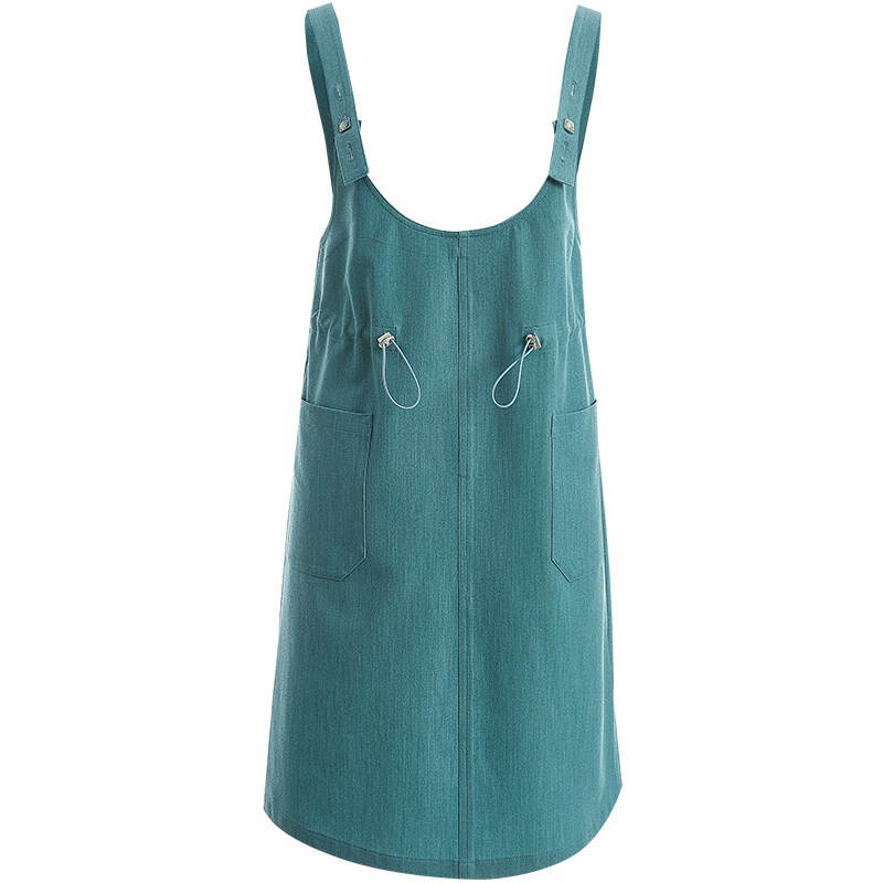 欧昵雪可调节肩带背带裙夏季时尚百搭裙子高腰显瘦抽绳连衣裙女