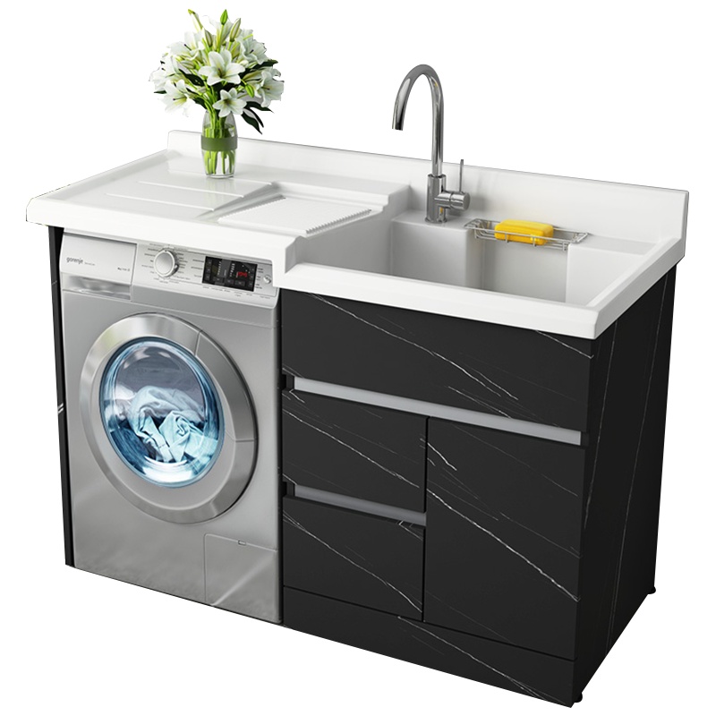 希箭不锈钢洗衣机柜组合阳台柜洗衣柜搓板台盆池一体浴室柜洗衣池伴侣