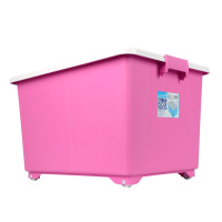 茶花(CHAHUA)[55L正方收纳箱2只装]28021T*2塑料储物箱彩色收纳盒整理箱带滑轮
