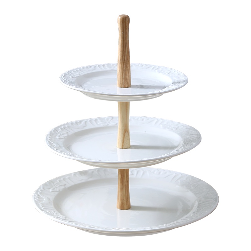 客厅水果盘干果盘瓜子糖果盘三层水果篮创意陶瓷蛋糕点心架 三层水果盘