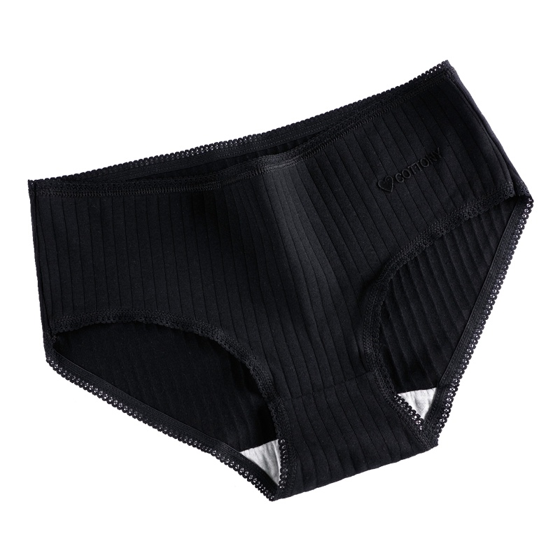 【4条装】迪奥 内裤女棉质舒适环保中腰女生底裤镂空花边透气大码三角短裤多色组合装