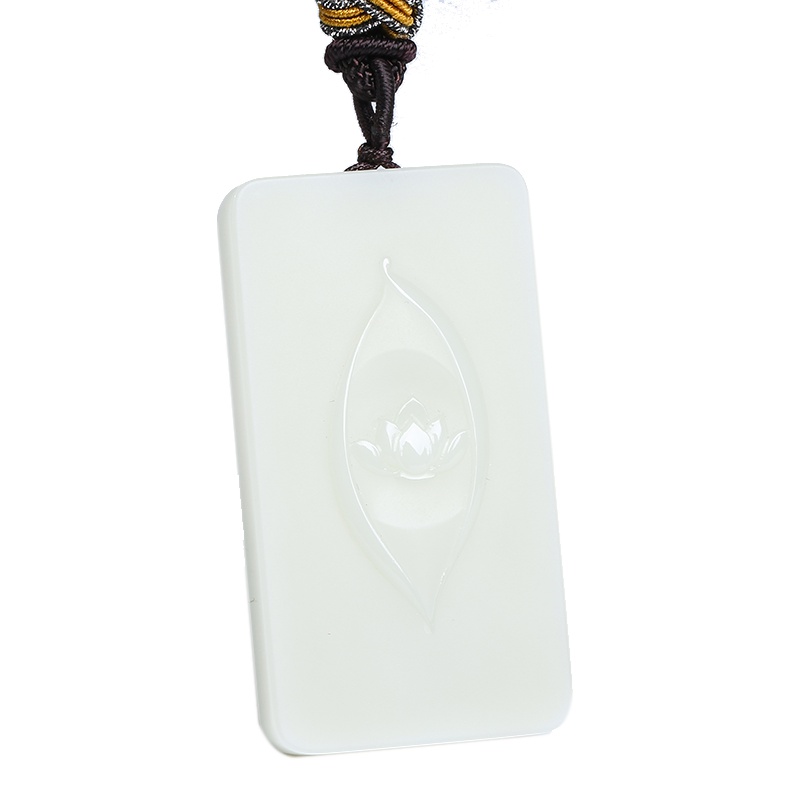 印象眸 和田玉心荷吊坠 白玉荷花禅心玉石坠子 附送证书