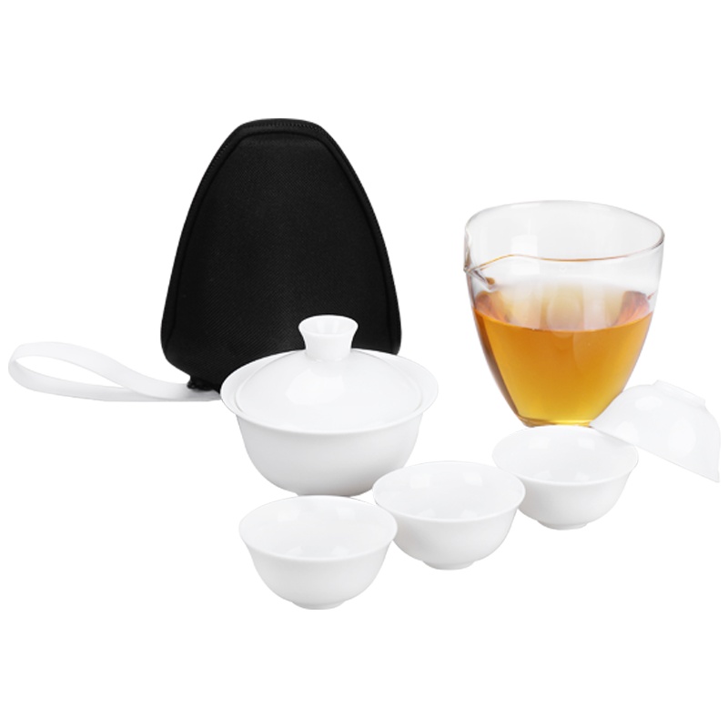 言艺(yanyi) 旅行茶具套装陶瓷功夫泡茶器便携包式茶壶户外车载旅游茶杯 晓山行