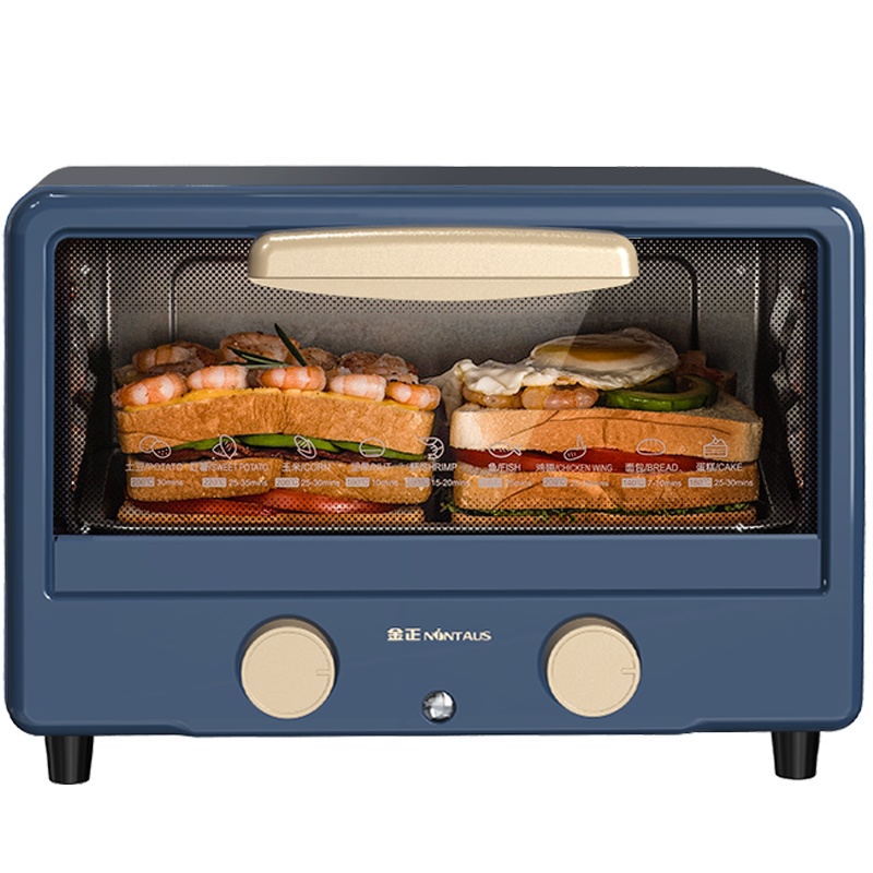 金正(NiNTAUS)电烤箱蓝色 家用12L/升 60分钟定时 230度控温 S型双管发热 烘焙蛋挞JZKX-12L06