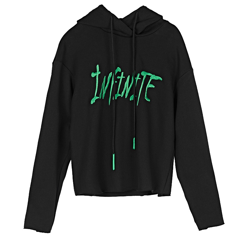 sdeer圣迪奥休闲连帽撞色字母不规则摆短款落肩袖T恤S19160204