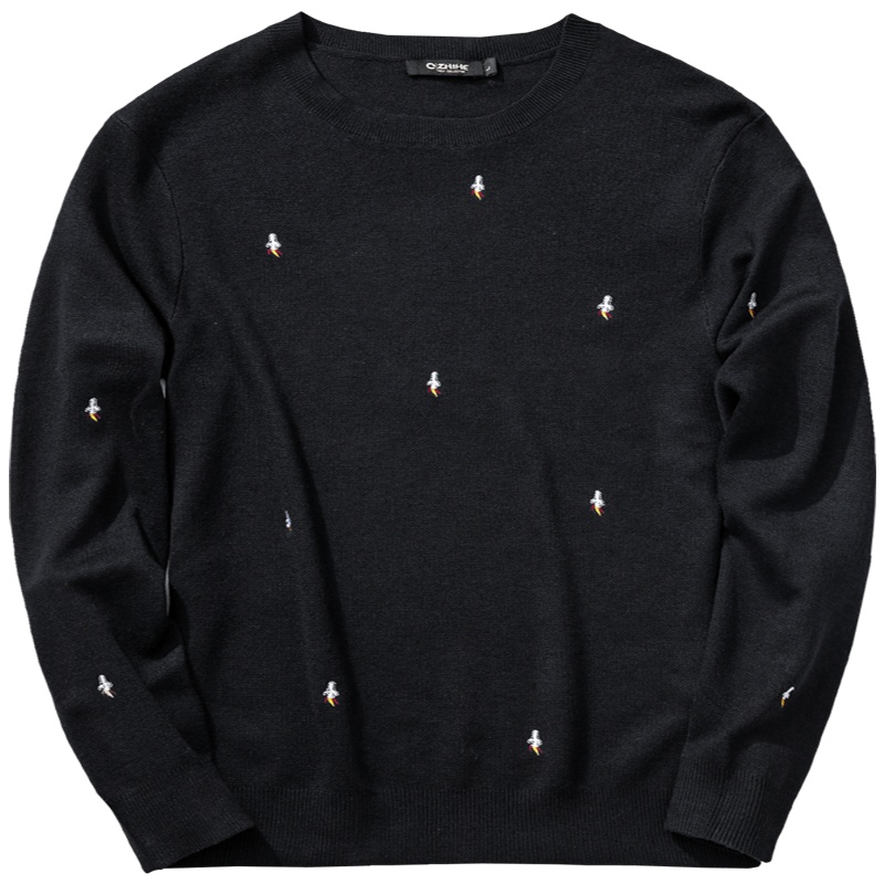 千纸鹤男士圆领针织衫秋冬新款青年时尚休闲保暖毛衣男50083