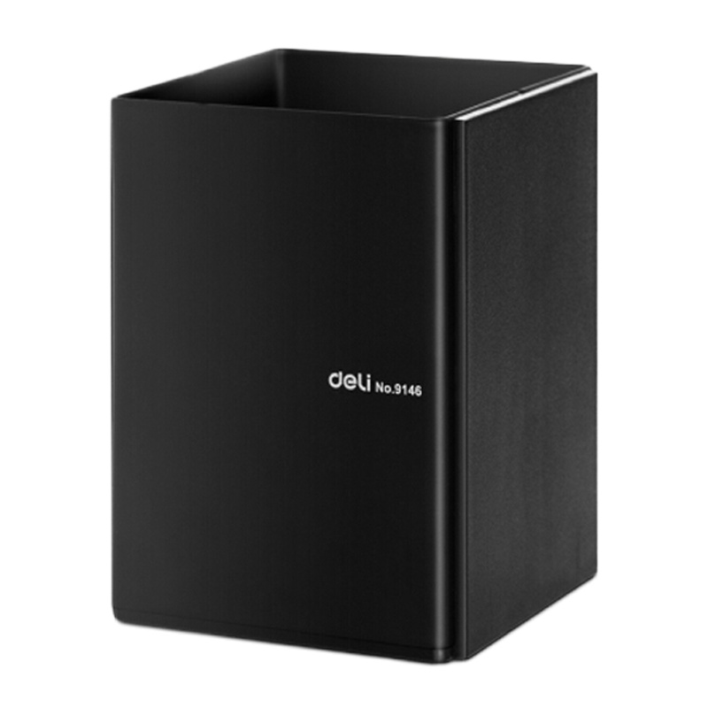 得力(deli)金属钢制桌面笔筒