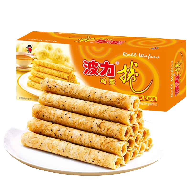 波力 鸡蛋卷108G*4盒 零食特产 蛋卷饼干休闲食品早餐营养小零食小吃