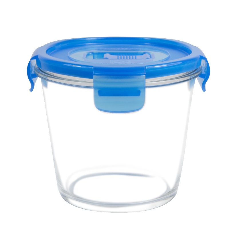 [多规格:670ml圆盒 840ml圆柱 820ml方盒]商务保鲜盒 钢化玻璃带盖防漏保温 Luminarc(乐美雅)