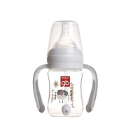 好孩子母乳实感宽口径握把吸管玻璃奶瓶180ml(盘羊系列)
